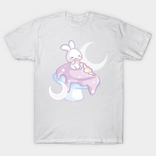 Bunny Eating a Giant Purple Mushroom Cake T-Shirt